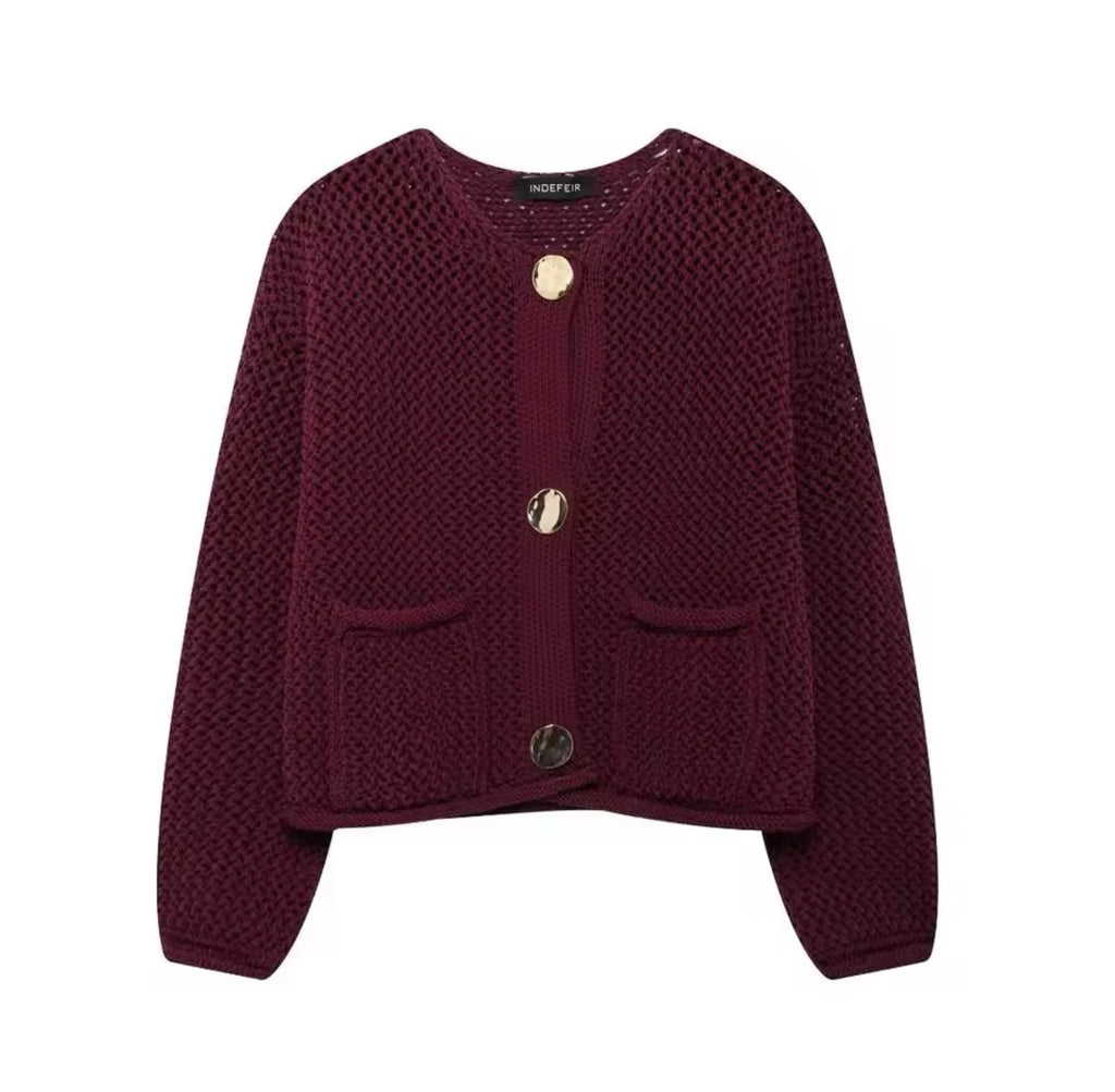 Burgund Knit Cardigan