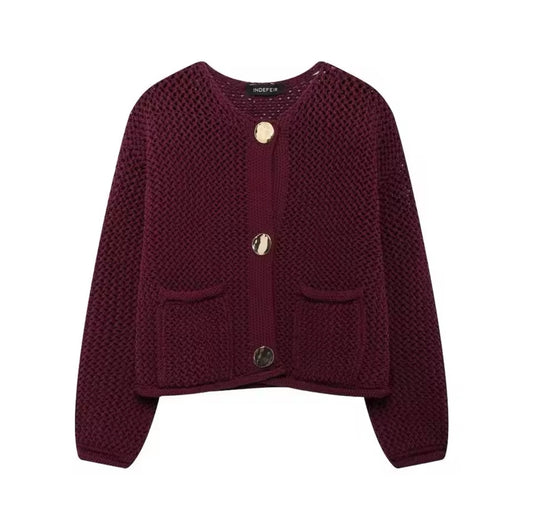 Burgund Knit Cardigan